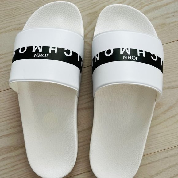 John Richmond Logo Rubber Slides White - Picture 2 of 3